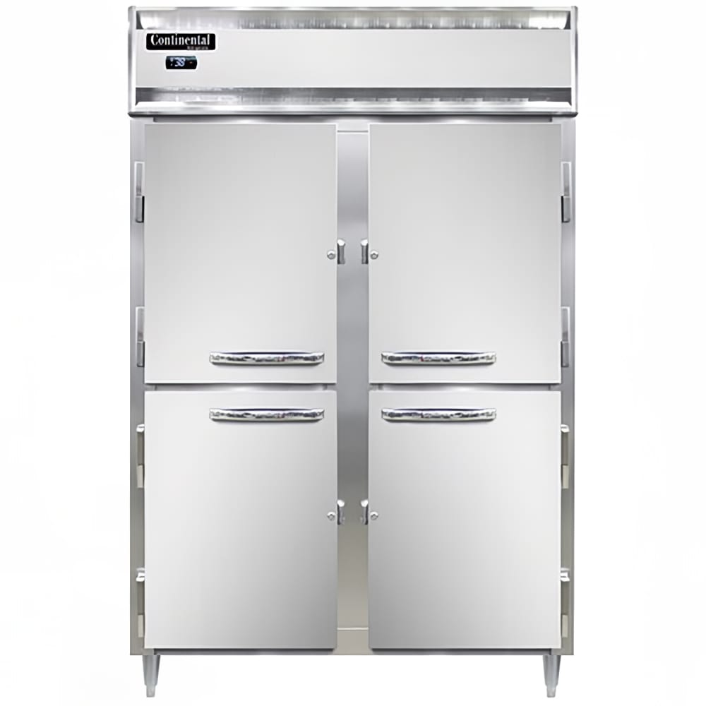 Continental D2RNSAHD 52" Two Section Reach In Refrigerator, (4) Left/Right Hinge Solid Doors, Top Compressor, 115v