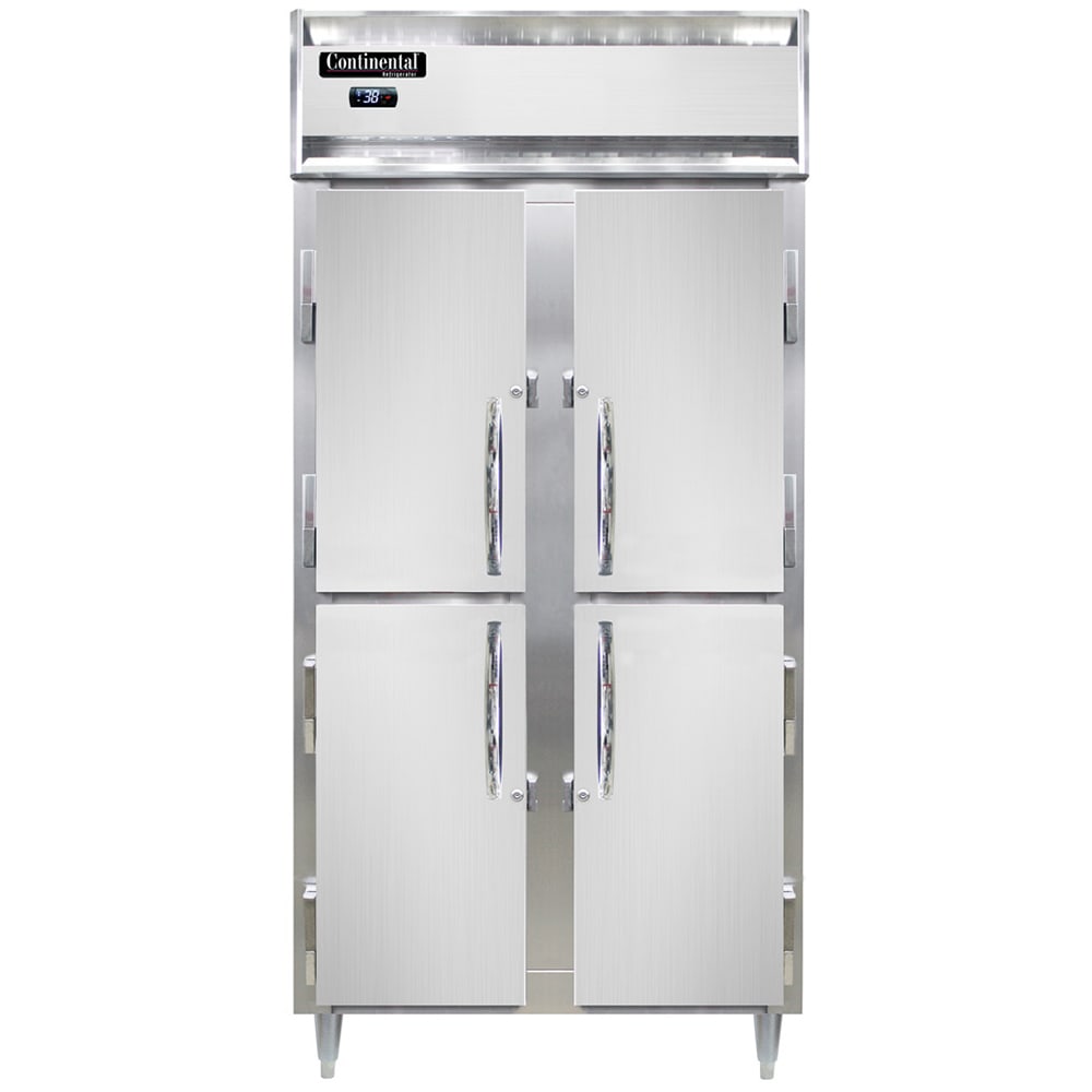 Continental D2RSENHD 36 1/4" Two Section Reach In Refrigerator, (4) Left/Right Hinge Solid Doors, Top Compressor, 115v