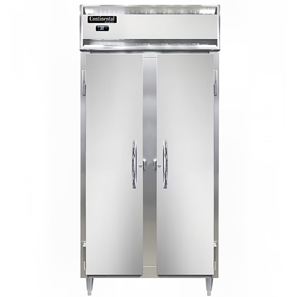 Continental D2RSENSS 36 1/4" Two Section Reach In Refrigerator, (2) Left/Right Hinge Solid Doors, Top Compressor, 115v