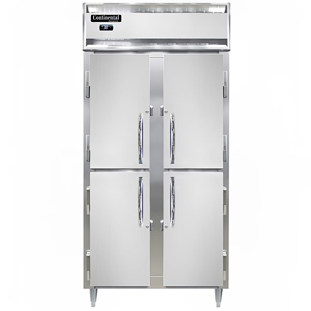 Continental D2RSENSSHD 36 1/4" Two Section Reach In Refrigerator, (4) Left/Right Hinge Solid Doors, Top Compressor, 115v