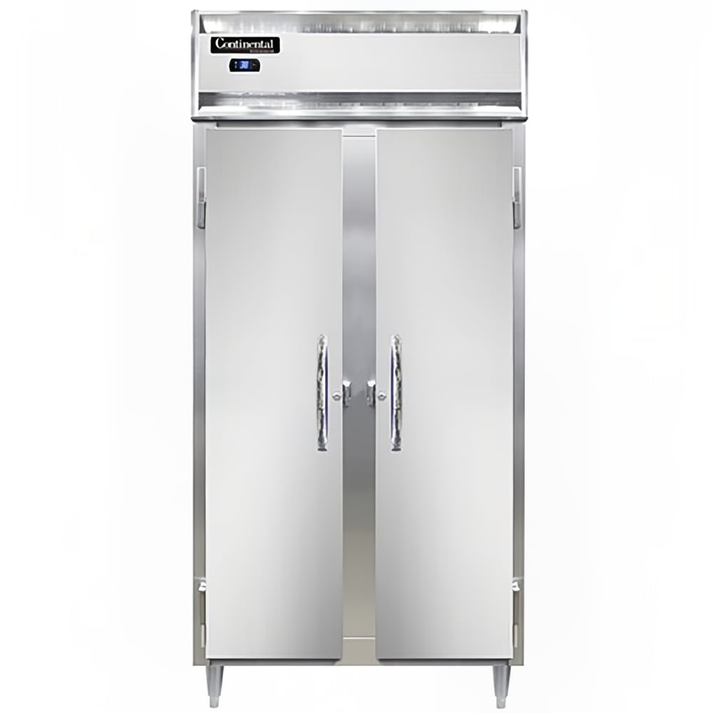 Continental D2RSESNSA 36 1/4" Two Section Reach In Refrigerator, (2) Left/Right Hinge Solid Doors, Top Compressor, 115v