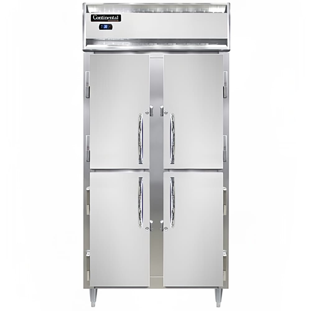 Continental D2RSESNSAHD 36 1/4" Two Section Reach In Refrigerator, (4) Left/Right Hinge Solid Doors, Top Compressor, 115v