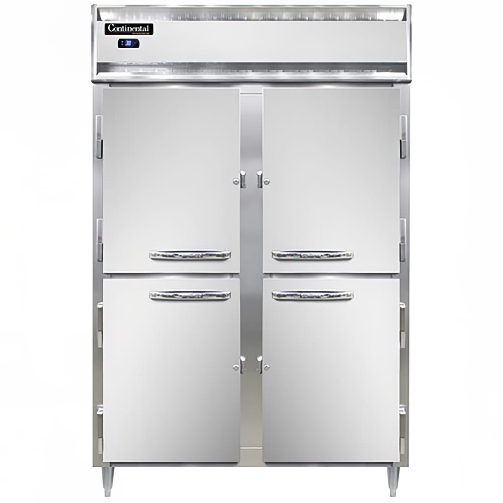 Continental D2RSNHD 52" Two Section Reach In Refrigerator, (4) Left/Right Hinge Solid Doors, Top Compressor, 115v