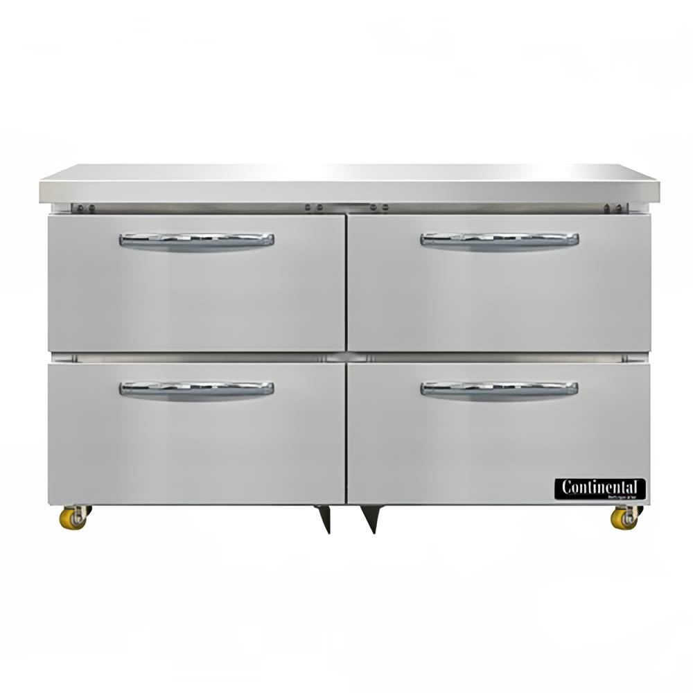 Continental D48N-U-D 48" W Undercounter Refrigerator w/ (2) Sections & (4) Drawers, 115v