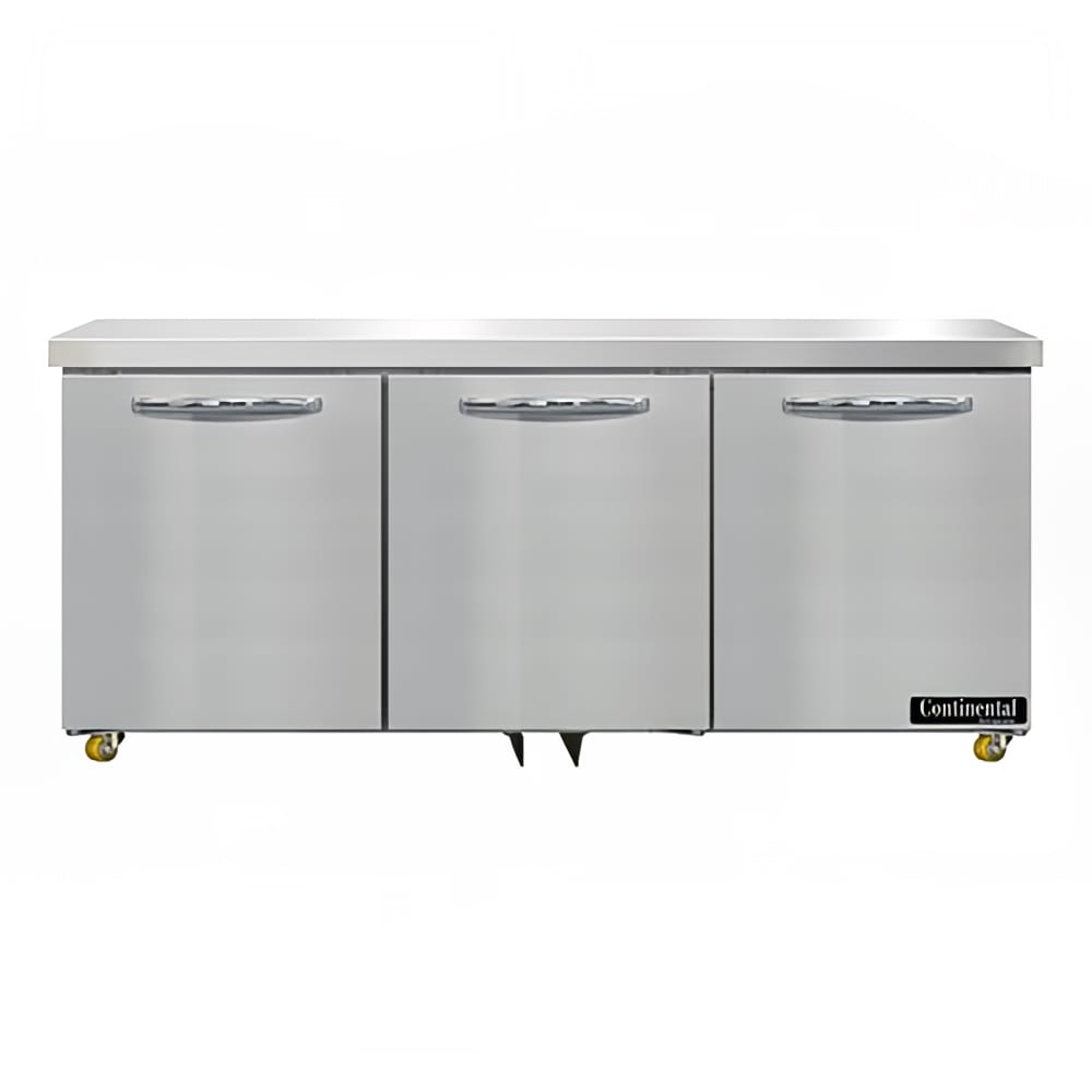 Continental D72N-U 72" W Undercounter Refrigerator w/ (3) Sections & (3) Doors, 115v