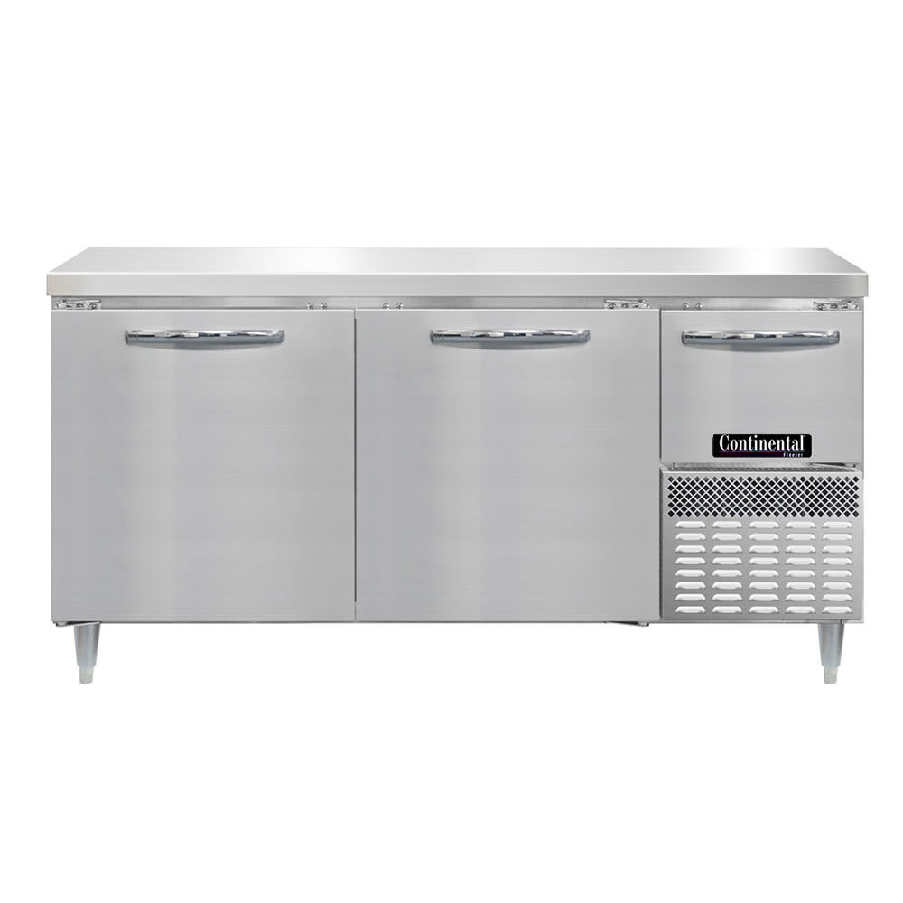 Continental DFA68NSS 68" W Worktop Freezer w/ (2) Sections & (2) Doors, 115v