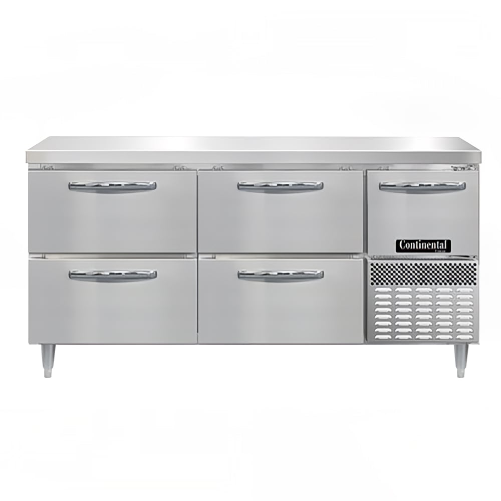 Continental DFA68NSS-D 68" W Worktop Freezer w/ (2) Sections, (1) Door, (2) Drawers, 115v