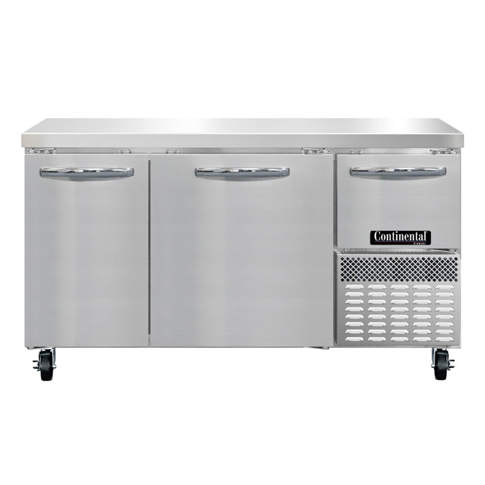 Continental FA60N 60" W Worktop Freezer w/ (3) Sections & (3) Doors, 115v