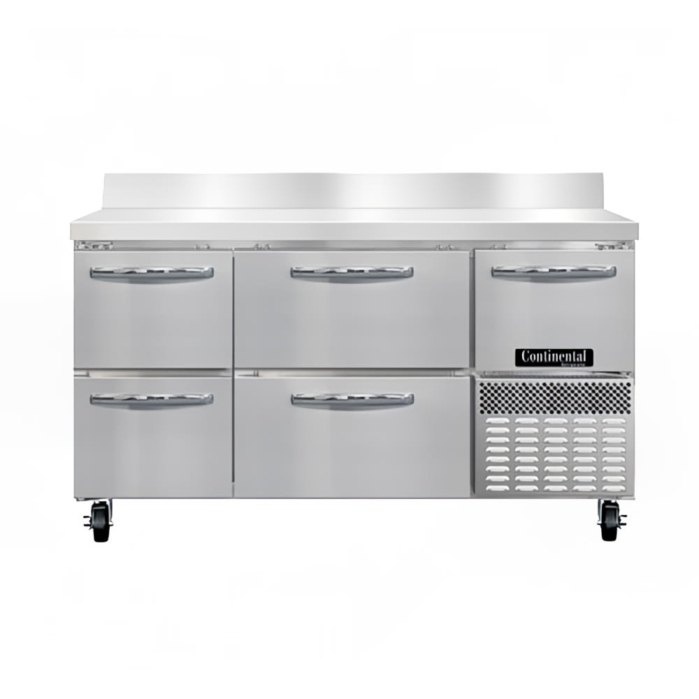 Continental FA60NBS-D 60" W Worktop Freezer w/ (3) Sections, (1) Door, (4) Drawers, 115v