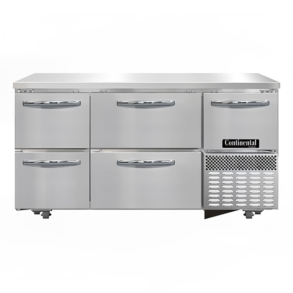 Continental FA60N-U-D 60" W Undercounter Freezer w/ (3) Sections, (1) Door, (4) Drawers, 115v