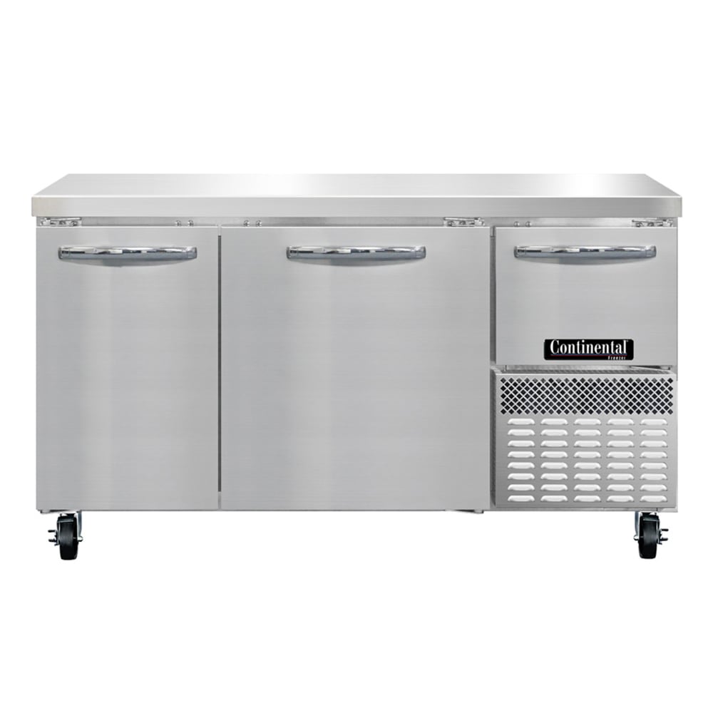 Continental FA60SN 60"W Worktop Freezer w/ (3) Sections & (3) Doors, 115v