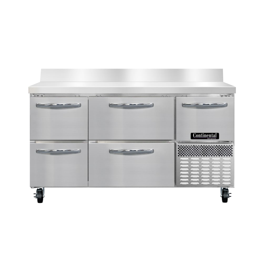 Continental FA60SNBS-D 60"W Worktop Freezer w/ (3) Sections, (1) Door, (4) Drawers, 115v