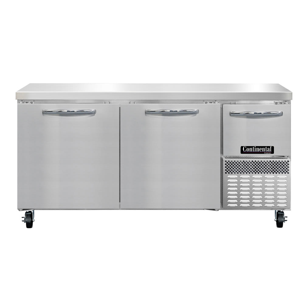 Continental FA68N 68" W Worktop Freezer w/ (3) Sections & (3) Doors, 115v