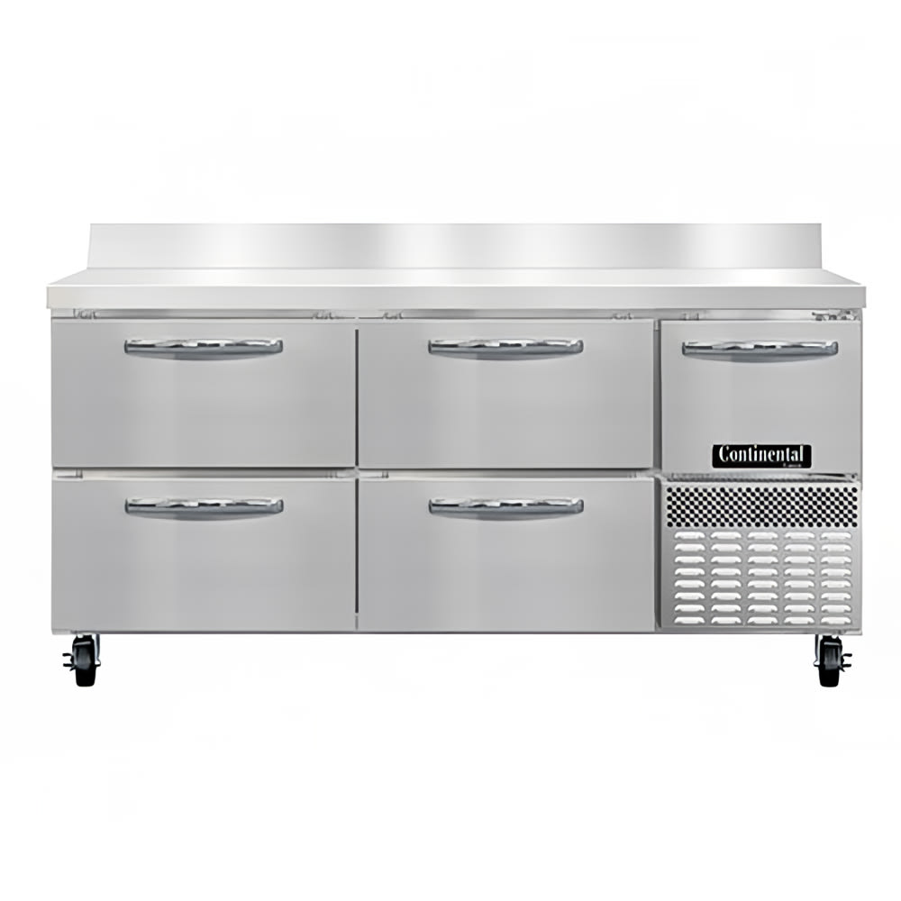 Continental FA68NBS-D 68" W Worktop Freezer w/ (3) Sections, (1) Door, (4) Drawers, 115v
