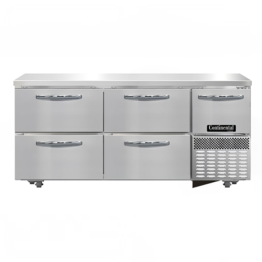 Continental FA68N-U-D 68" W Undercounter Freezer w/ (3) Sections, (1) Door, (4) Drawers, 115v