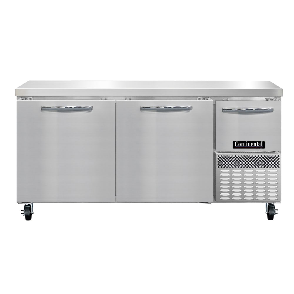 Continental FA68SN 68"W Worktop Freezer w/ (3) Sections & (3) Doors, 115v
