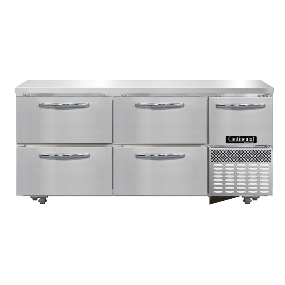 Continental FA68SN-U-D 68"W Undercounter Freezer w/ (3) Sections, (1) Door, (4) Drawers, 115v