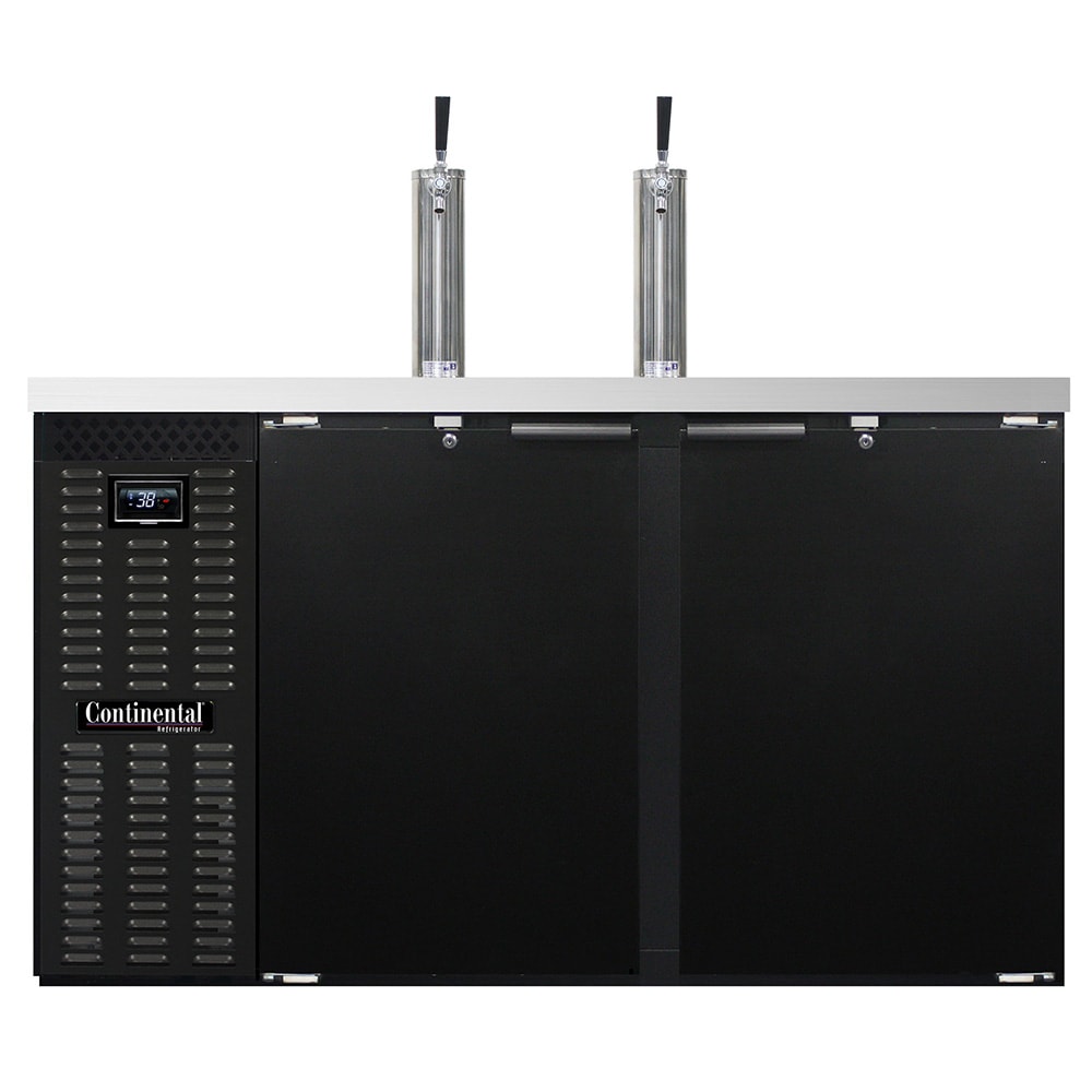 Continental KC59N 59" Kegerator Beer Dispenser w/ (2) Keg Capacity - (2) Columns, Black, 115v