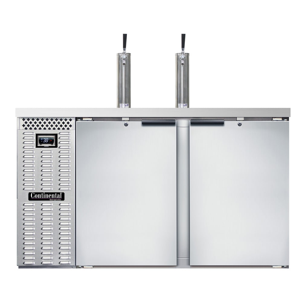 Continental KC59NSS 59" Kegerator Beer Dispenser w/ (2) Keg Capacity - (2) Column, Stainless, 115v