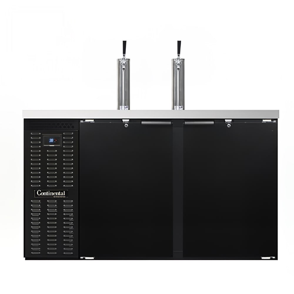 Continental KC59SN 59" Kegerator Beer Dispenser w/ (2) Keg Capacity - (2) Column, Black, 115v