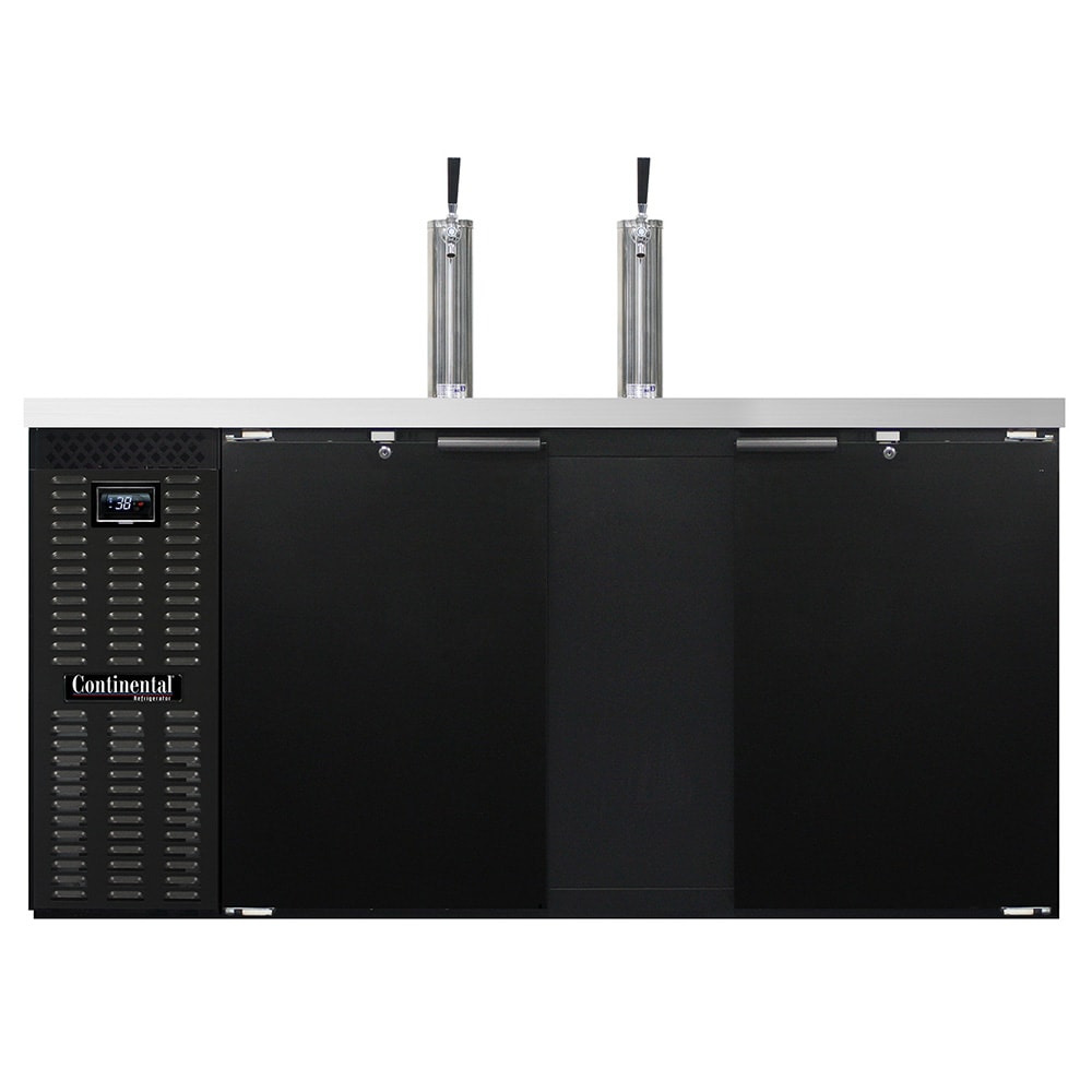 Continental KC69N 69" Kegerator Beer Dispenser w/ (3) Keg Capacity - (2) Columns, Black, 115v