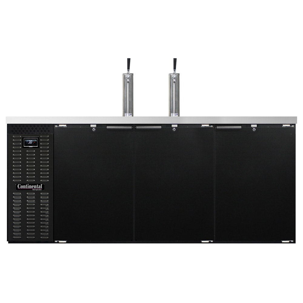 Continental KC79N 79" Kegerator Beer Dispenser w/ (4) Keg Capacity - (2) Columns, Black, 115v