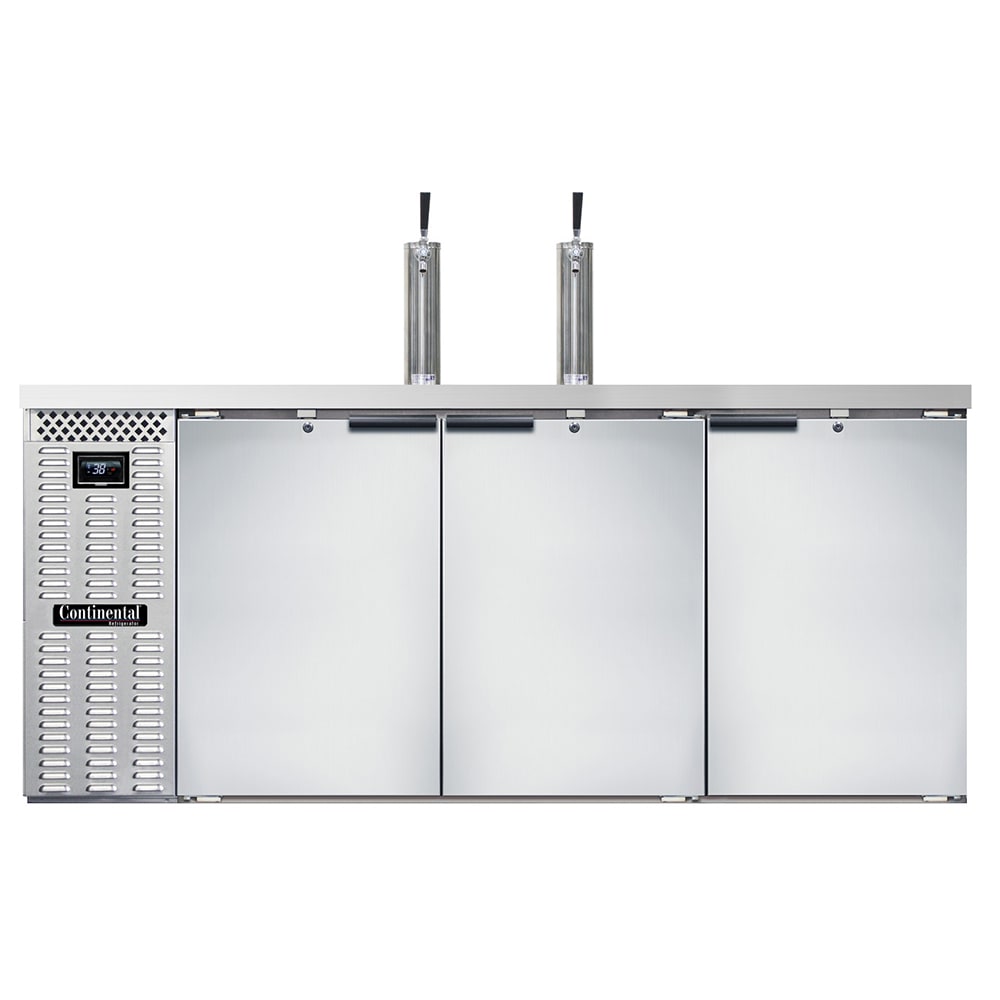 Continental KC79NSS 79" Kegerator Beer Dispenser w/ (3) Keg Capacity - (2) Column, Stainless, 115v