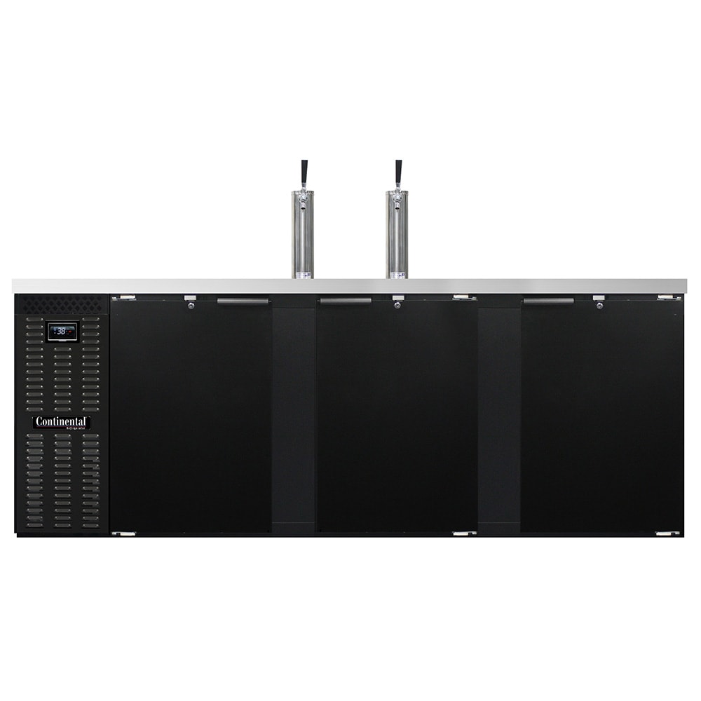 Continental KC90N 90" Kegerator Beer Dispenser w/ (5) Keg Capacity - (2) Columns, Black, 115v