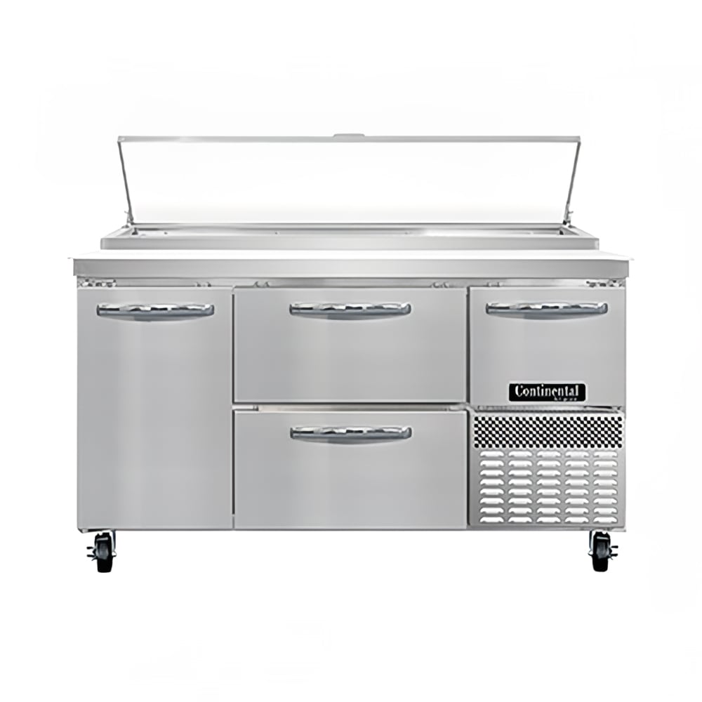 Continental PA60N-D 60" Pizza Prep Table w/ Refrigerated Base, 115v