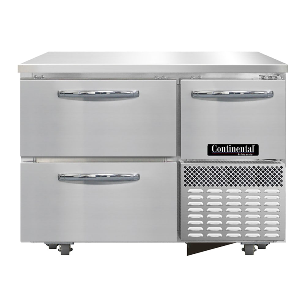 Continental RA43SN-U-D 43"W Undercounter Refrigerator w/ (2) Sections, (1) Door, (2) Drawers, 115v