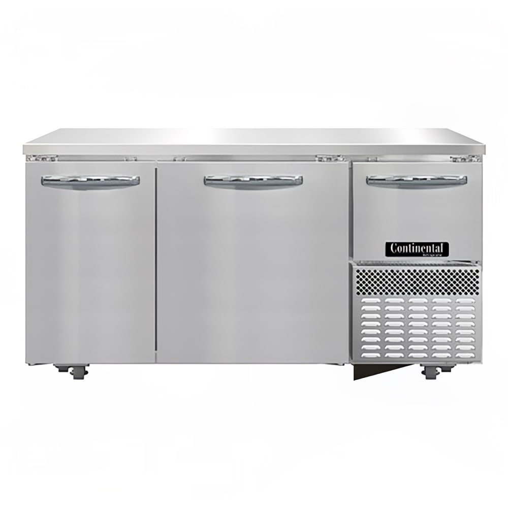 Continental RA60N-U 60" W Undercounter Refrigerator w/ (3) Sections & (3) Doors, 115v