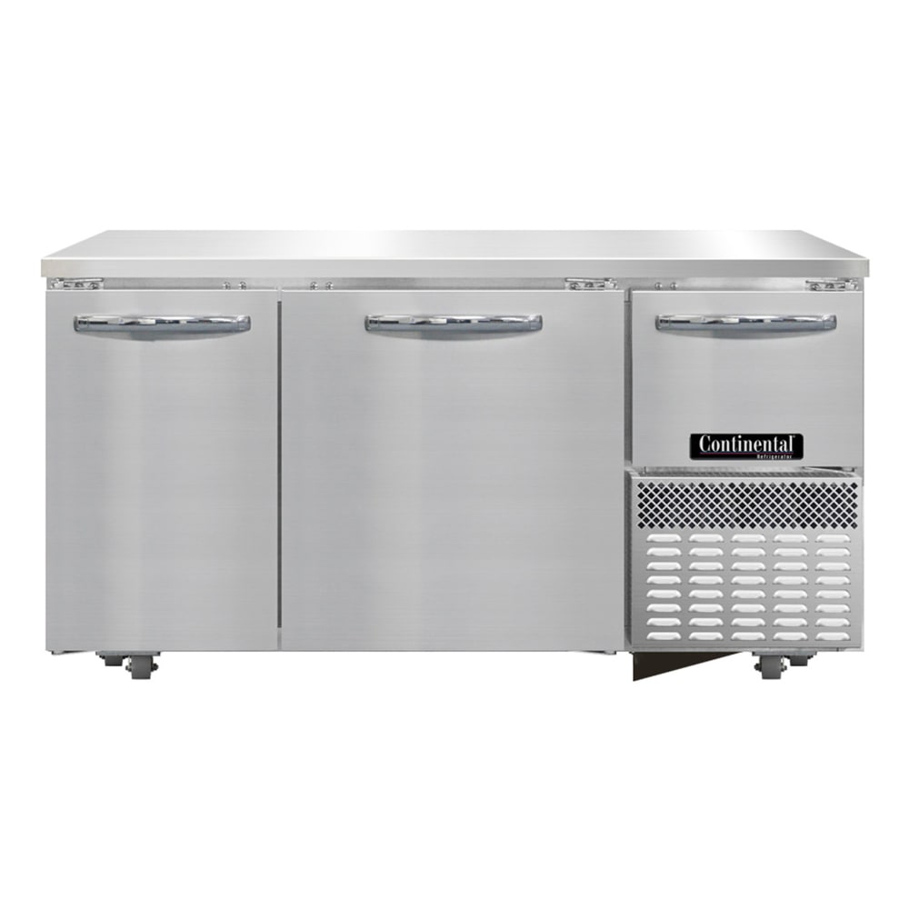 Continental RA60SN-U 60"W Undercounter Refrigerator w/ (3) Sections & (3) Doors, 115v