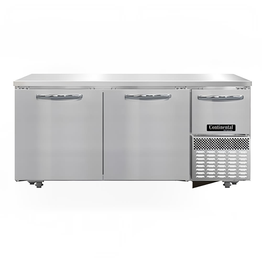 Continental RA68N-U 68" W Undercounter Refrigerator w/ (3) Sections & (3) Doors, 115v
