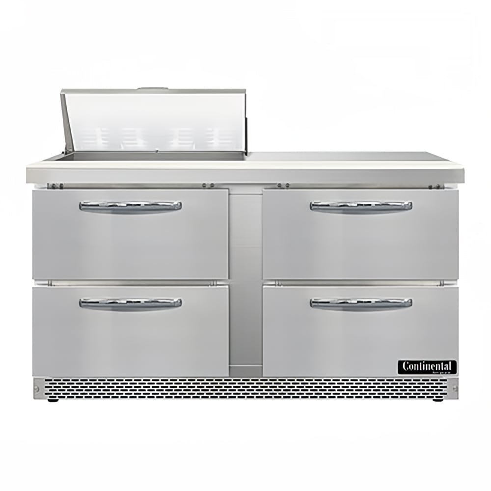 Continental SW60N8-FB-D 60" Sandwich/Salad Prep Table w/ Refrigerated Base, 115v