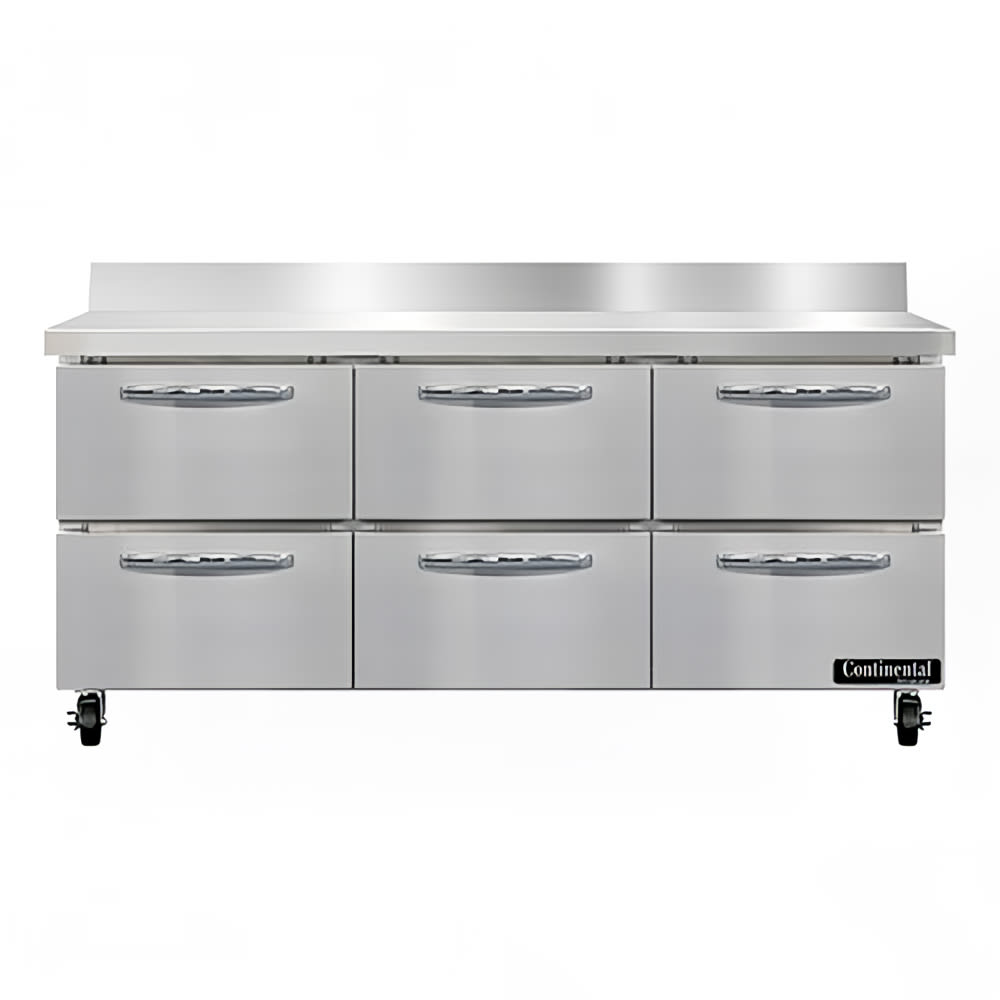 Continental SW72NBS-D 72" Worktop Refrigerator w/ (3) Sections, 115v