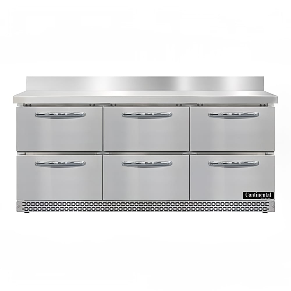 Continental SW72NBS-FB-D 72" Worktop Refrigerator w/ (3) Sections, 115v