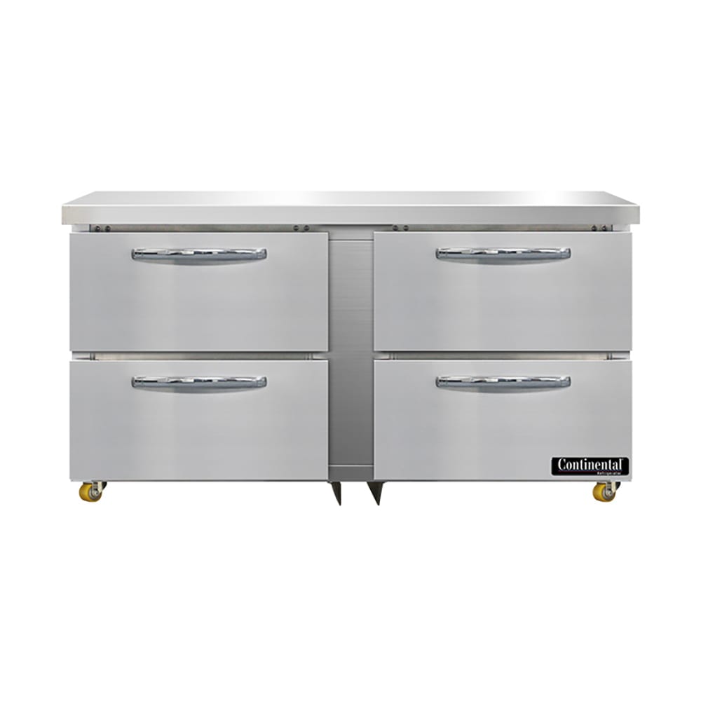 Continental SWF60N-U-D 60" W Undercounter Freezer w/ (2) Sections & (4) Drawers, 115v