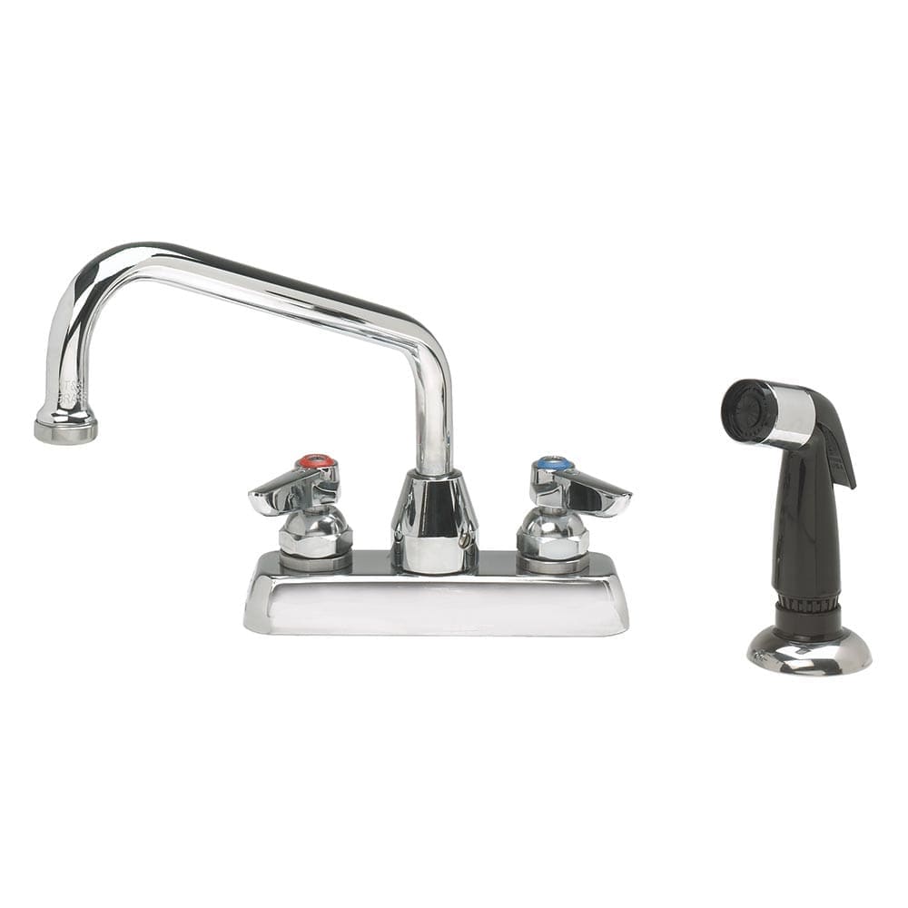 Advance Tabco A-29 Deck Mount Faucet - Swing Spout, 4" Centers, Spray Nozzle