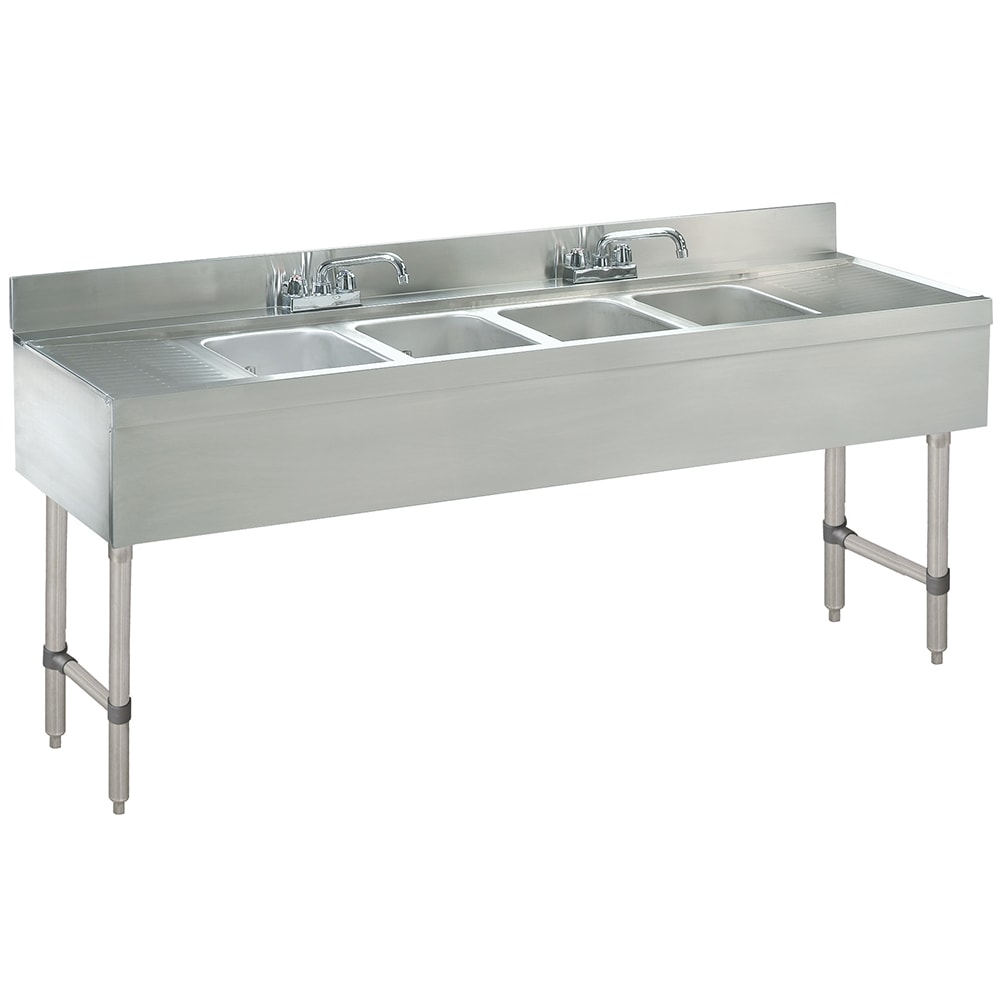 Advance Tabco CRB-84C 96" 4 Compartment Sink w/ 10"L x 14"W Bowl, 10" Deep