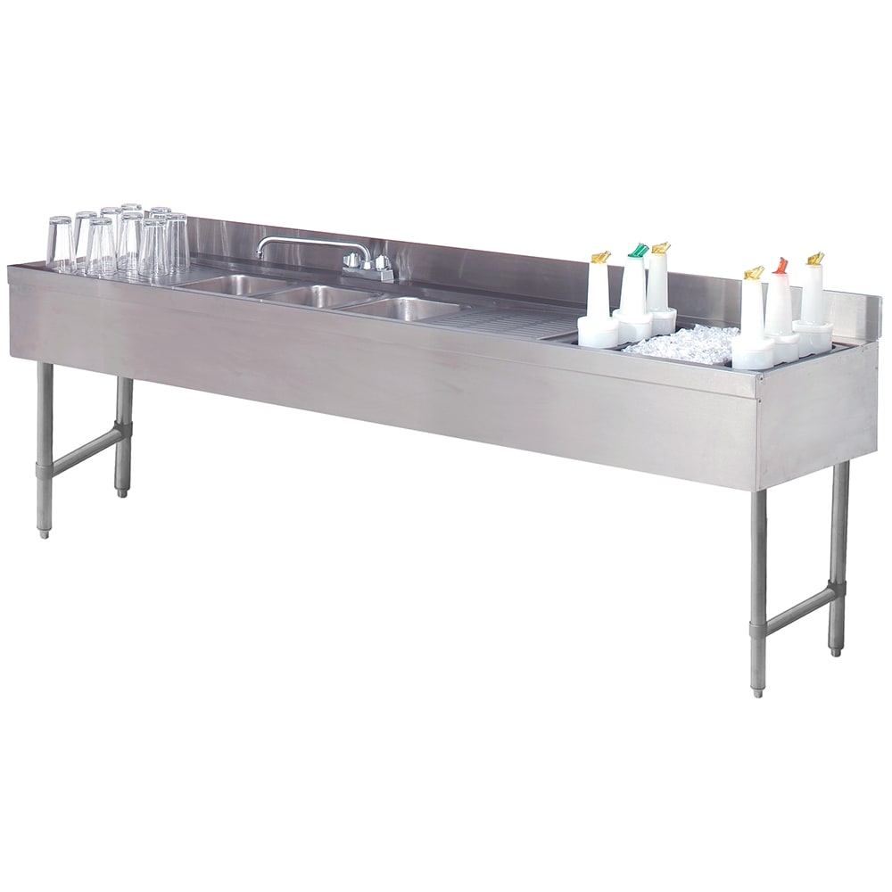 Advance Tabco CRC-83C-R 96" 3 Compartment Sink w/ 10"L x 14"W Bowl, 10" Deep