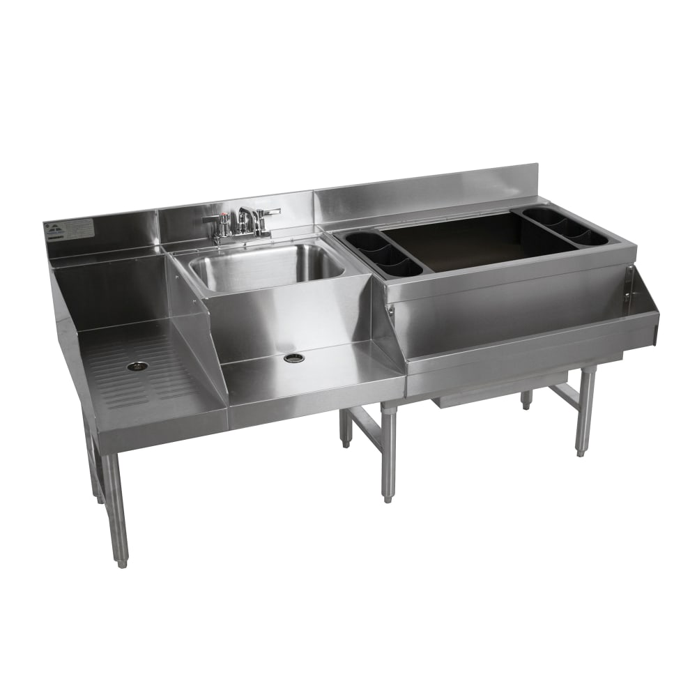 Advance Tabco CRU-60R-7 60" Underbar Basics™ Cocktail Station w/ 98 lb Ice Bin, Stainless Steel