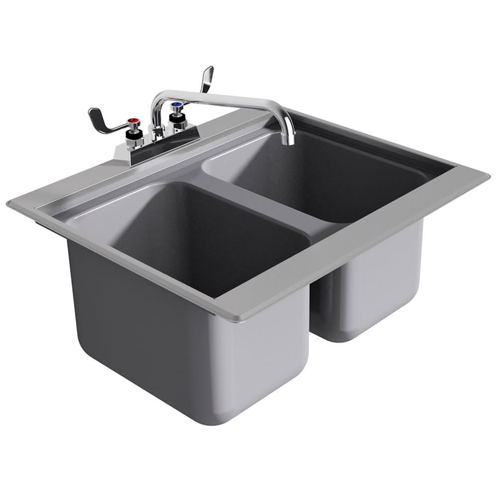 Advance Tabco DBS-2 24" 2 Compartment Sink w/ 10"L x 14"W Bowl, 10" Deep