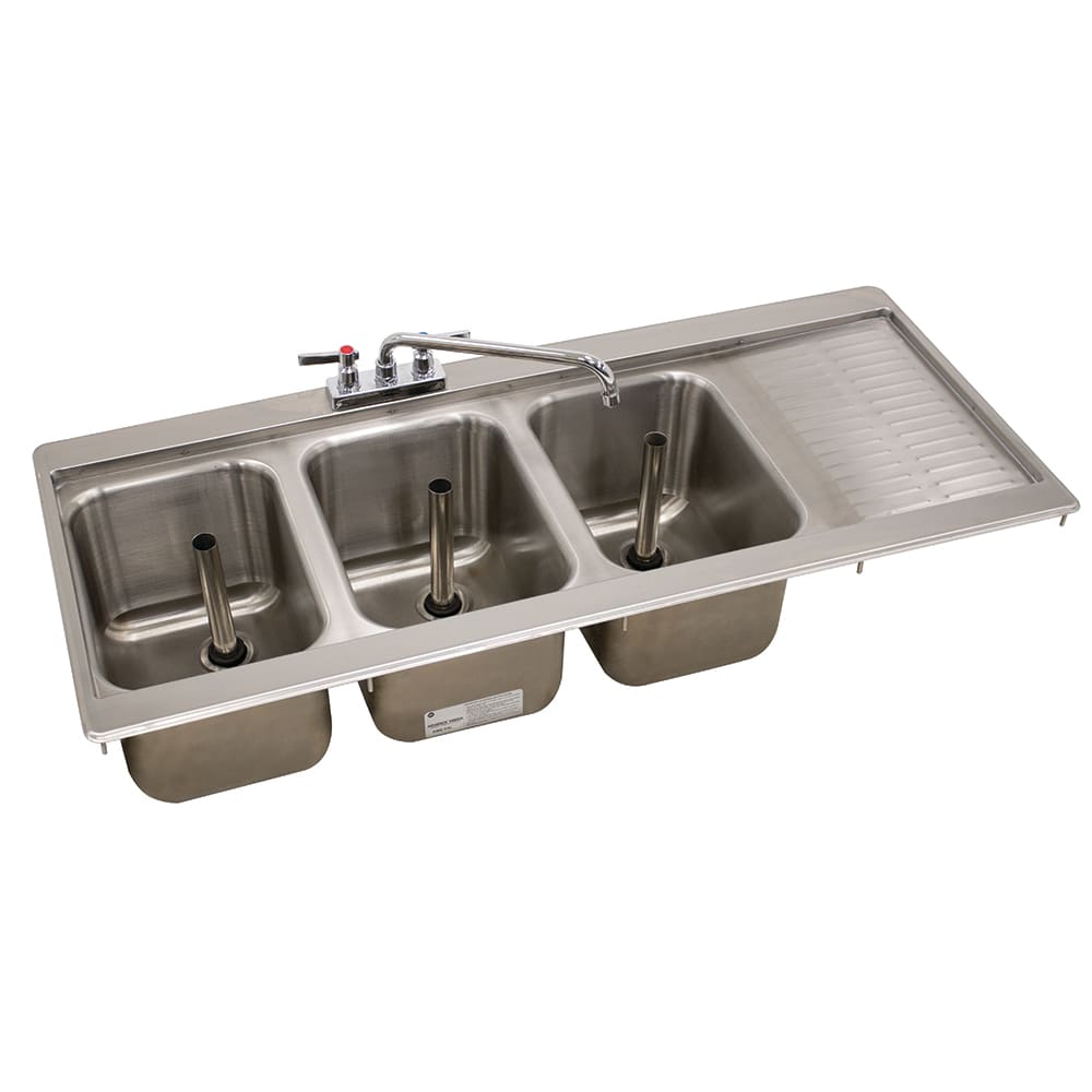 Advance Tabco DBS-43L 48" 3 Compartment Sink w/ 10"L x 14"W Bowl, 10" Deep