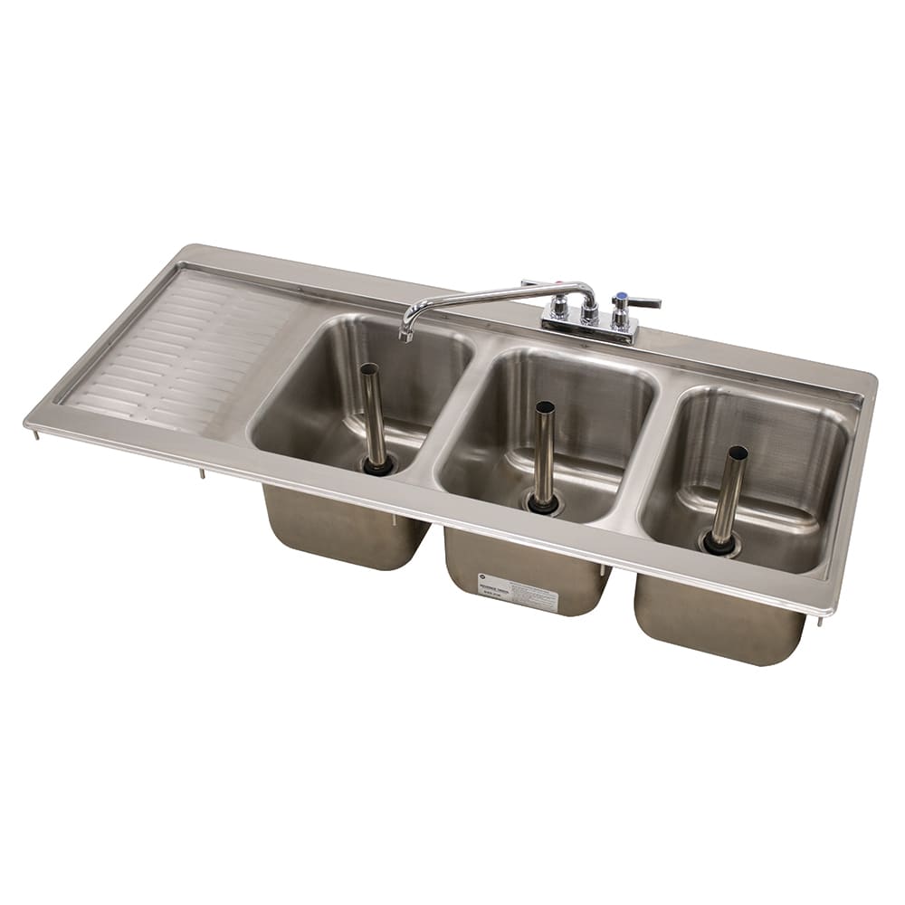 Advance Tabco DBS-43R 48" 3 Compartment Sink w/ 10"L x 14"W Bowl, 10" Deep