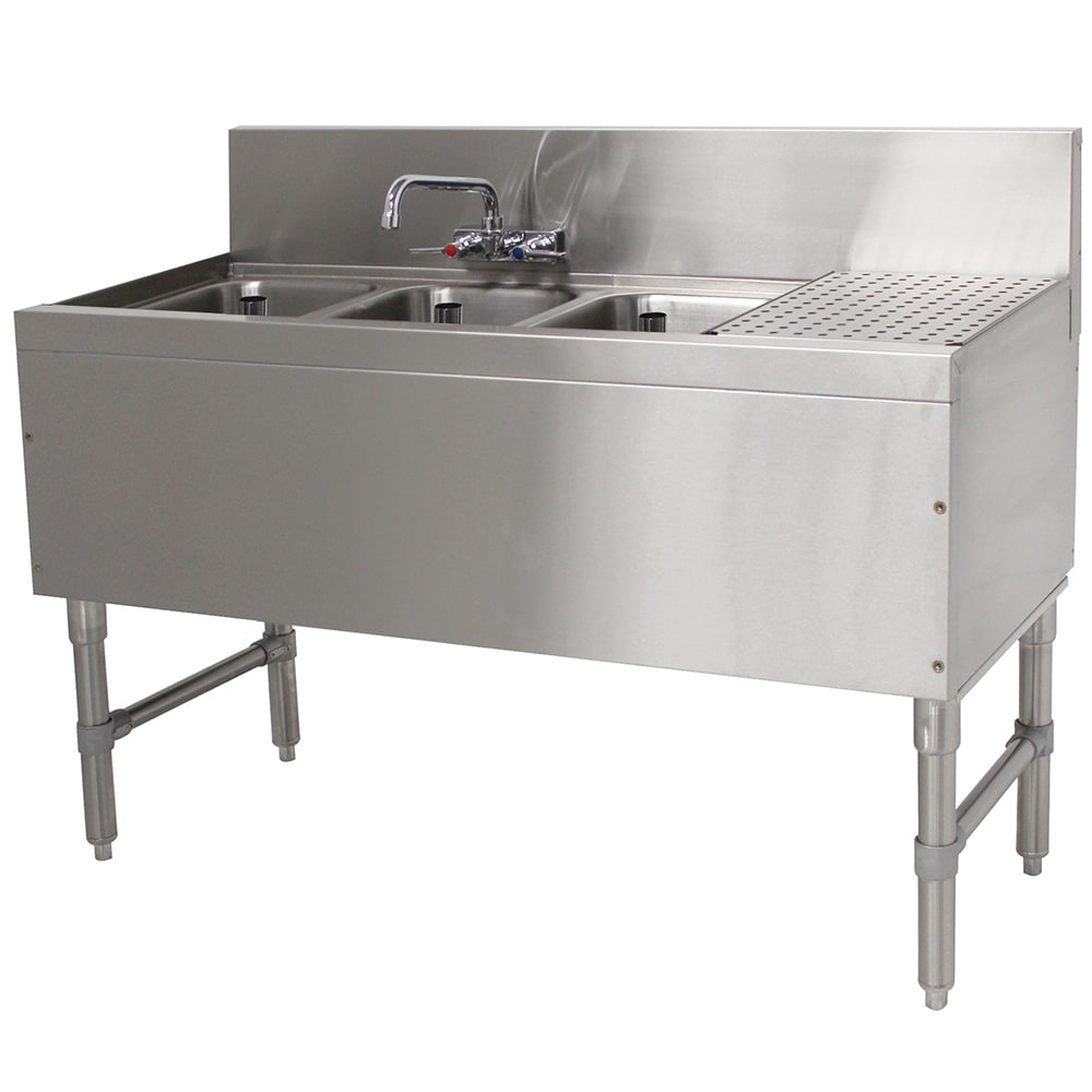 Advance Tabco PRB-19-43L 48" 3 Compartment Sink w/ 10"L x 14"W Bowl, 10" Deep