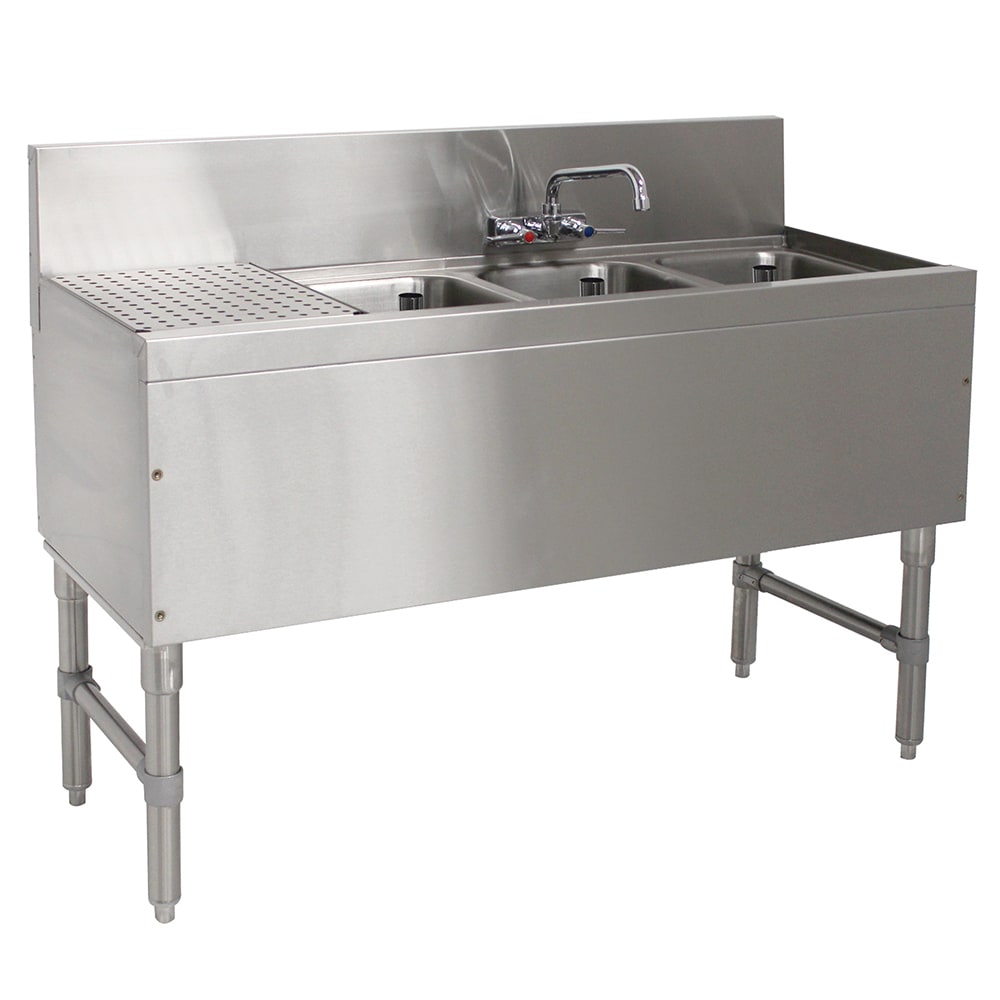 Advance Tabco PRB-19-53R 60" 3 Compartment Sink w/ 10"L x 14"W Bowl, 10" Deep