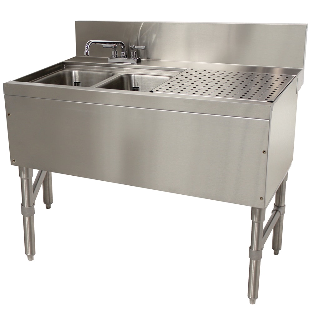 Advance Tabco PRB-24-42L 48" 2 Compartment Sink w/ 10"L x 14"W Bowl, 10" Deep