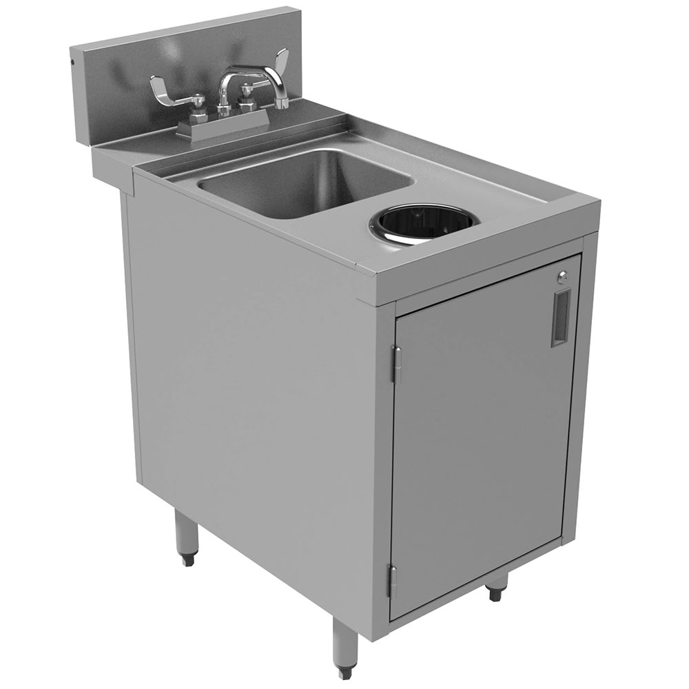 Advance Tabco PRWC-24-18-DR 18" Wet Dry Waste Cabinet w/ Hinged Doors, Deck Mount Faucet