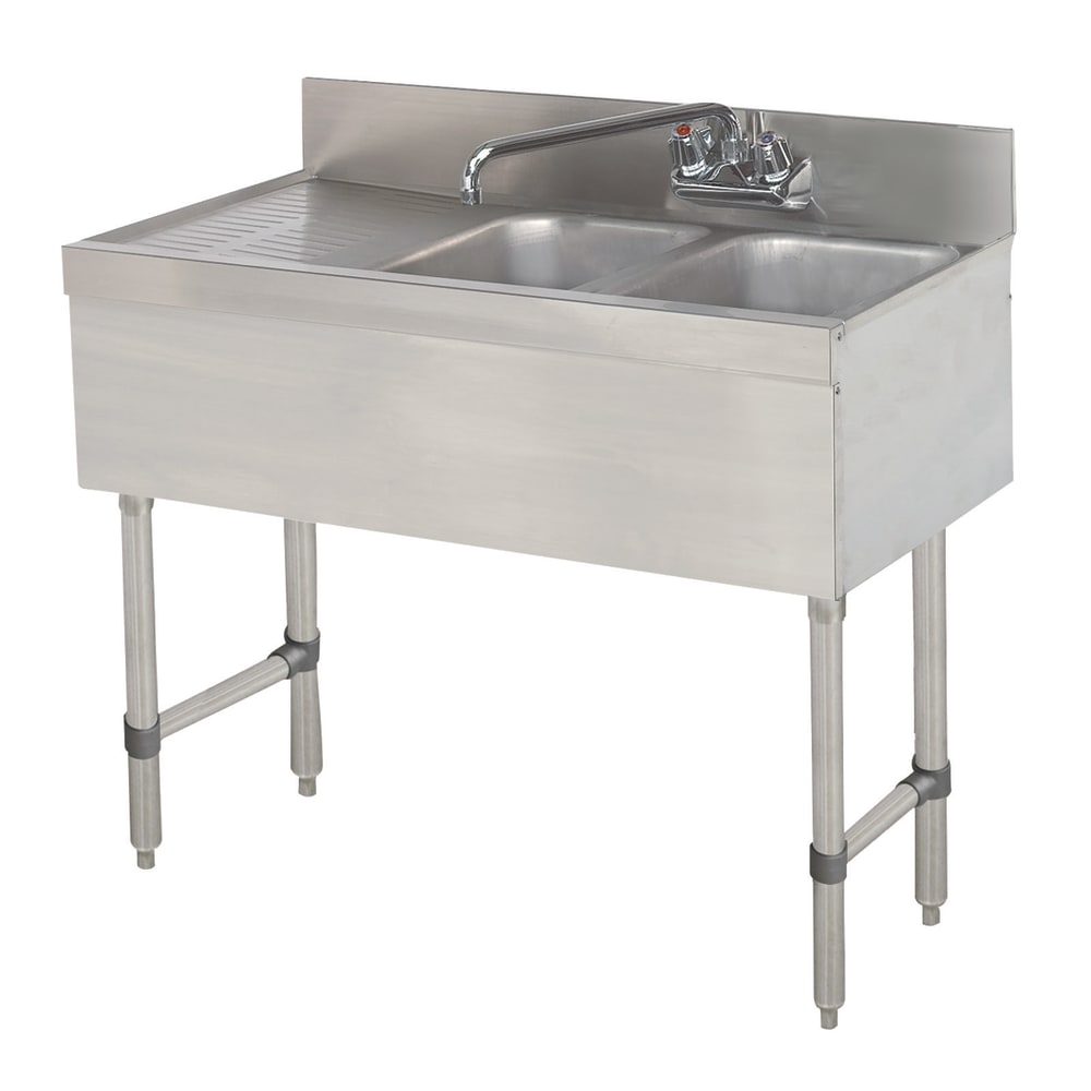 Advance Tabco SLB-42R 48" 2 Compartment Sink w/ 10"L x 14"W Bowl, 10" Deep
