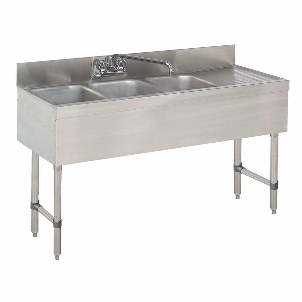 Advance Tabco SLB-43L 48" 3 Compartment Sink w/ 10"L x 14"W Bowl, 10" Deep